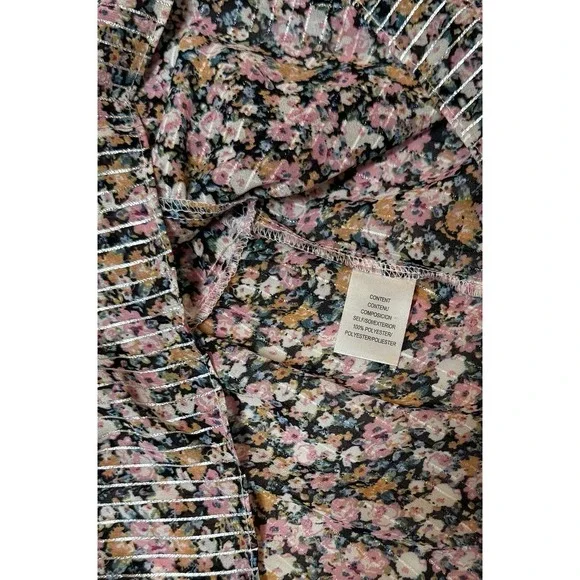 WAYF Lynwood Ditzy Floral Metallic Peplum Top SZ Med - Picture 8 of 9